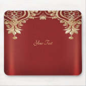 Modern Gold Red Floral Mousepad マウスパッド (正面)