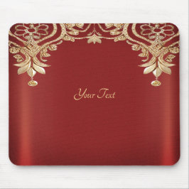 Modern Gold Red Floral Mousepad マウスパッド