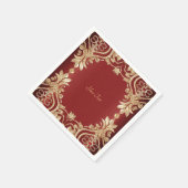 Modern Gold Red Floral Napkins スタンダードカクテルナプキン (角)
