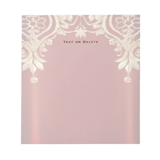 Modern Gold Red Floral Notepad ノートパッド (正面)