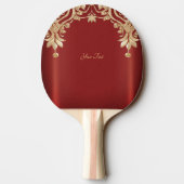 Modern Gold Red Floral Ping Pong Paddle 卓球ラケット (裏面)