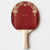 Modern Gold Red Floral Ping Pong Paddle 卓球ラケット (正面)