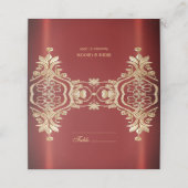 Modern Gold Red Floral Place Card プレイスカード (外部開封)
