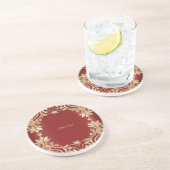 Modern Gold Red Floral Sandstone Coaster コースター (側面)
