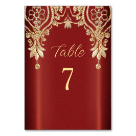 Modern Gold Red Floral Table Number テーブルナンバー
