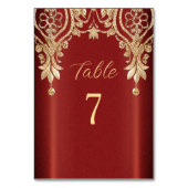 Modern Gold Red Floral Table Number テーブルナンバー (裏面)