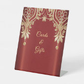 Modern Gold Red Floral Tabletop Signs 台座サイン (正面)