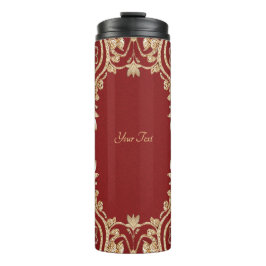 Modern Gold Red Floral Thermal Tumbler タンブラー