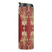 Modern Gold Red Floral Thermal Tumbler タンブラー (回転右)