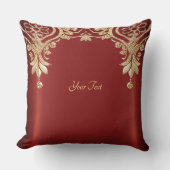 Modern Gold Red Floral Throw Pillow クッション (正面)