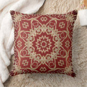 Modern Gold Red Floral Throw Pillow クッション (ブランケット)