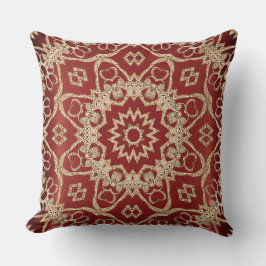 Modern Gold Red Floral Throw Pillow クッション