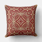Modern Gold Red Floral Throw Pillow クッション (裏面)