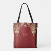 Modern Gold Red Floral Tote Bag トートバッグ (裏面)