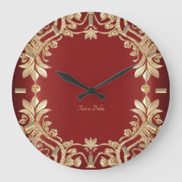 Modern Gold Red Floral Wall Clock ラージ壁時計