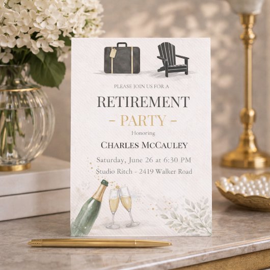 Modern Gold Retirement Invitation 招待状