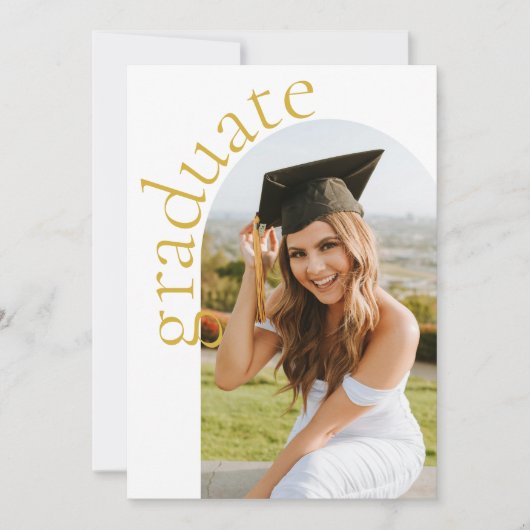 Modern Gold Script Arch Photo Graduation 招待状 (正面)