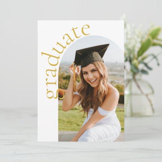 Modern Gold Script Arch Photo Graduation 招待状 (スタンド正面)