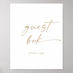 Modern Gold Script Guest Book Sign ポスター