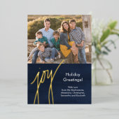 Modern Gold Script Joy Holiday Photo Card 箔シーズンカード (立ち正面)