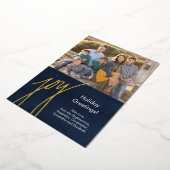Modern Gold Script Joy Holiday Photo Card 箔シーズンカード (回転した状態)