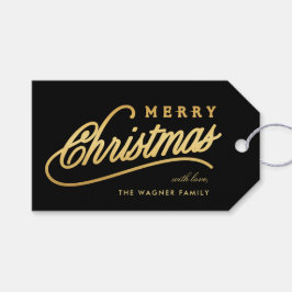 Modern Gold Script Merry Christmas ギフトタグ
