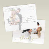 Modern Gold Script Photo Wedding Thank You Card ポストカード