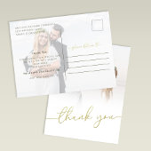 Modern Gold Script Photo Wedding Thank You Card ポストカード