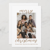 Modern Gold Script Stylish Christmas Family シーズンカード (正面/裏面)