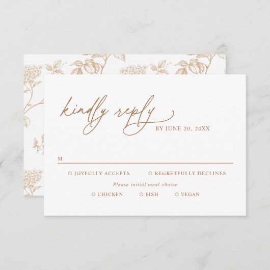 Modern Gold Script Wedding Meal Options RSVP (正面/裏面)