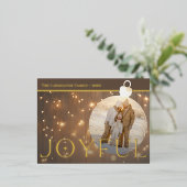Modern Gold Sparkle Lights Joyful Bulb Photo Foil 箔シーズンポストカード (立ち正面)