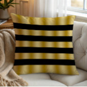 Modern Gold Stripes Black Background Throw クッション