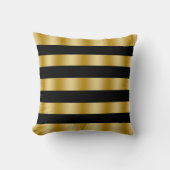 Modern Gold Stripes Black Background Throw クッション (正面)