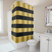 Modern Gold Stripes Black Background Throw シャワーカーテン (インサイチュ)