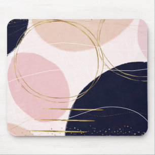 Modern Gold Strokes & Circles Minimal Pink Design マウスパッド