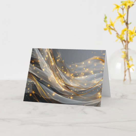 Modern Gold Swirl Greeting Card カード (黄色い花)