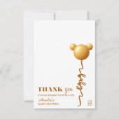 Modern Gold Teddy Balloon Thank You Neutral サンキューカード (正面)