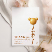 Modern Gold Teddy Balloon Thank You Neutral サンキューカード