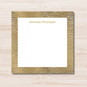 Modern Gold Texture Border Personalized Name  ノートカード