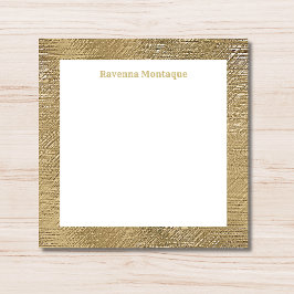 Modern Gold Texture Border Personalized Name  ノートカード