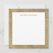 Modern Gold Texture Border Personalized Name  ノートカード (正面)