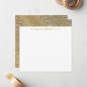 Modern Gold Texture Lined Personalized Name  ノートカード (正面/裏面インサイチュ)