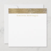 Modern Gold Texture Lined Personalized Name  ノートカード (正面)