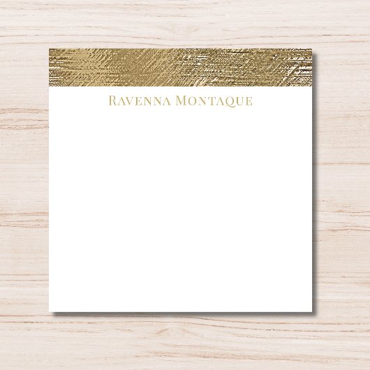 Modern Gold Texture Lined Personalized Name  ノートカード