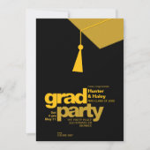 Modern Gold Typography & Tassel Grad Party Photo 招待状 (正面)