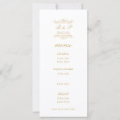 Modern Gold & White Monogram Wedding Menu Card (正面)