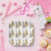 Modern Gold & White Square Paper Plates – Elegant ペーパープレート (パーティー)