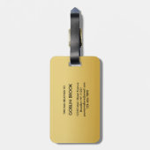 Modern Golden Black Monogram Stylish ラゲッジタグ (裏面縦)
