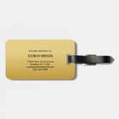 Modern Golden Black Monogram Stylish ラゲッジタグ (裏面横)