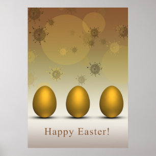 Modern Golden Easter Eggs ポスター